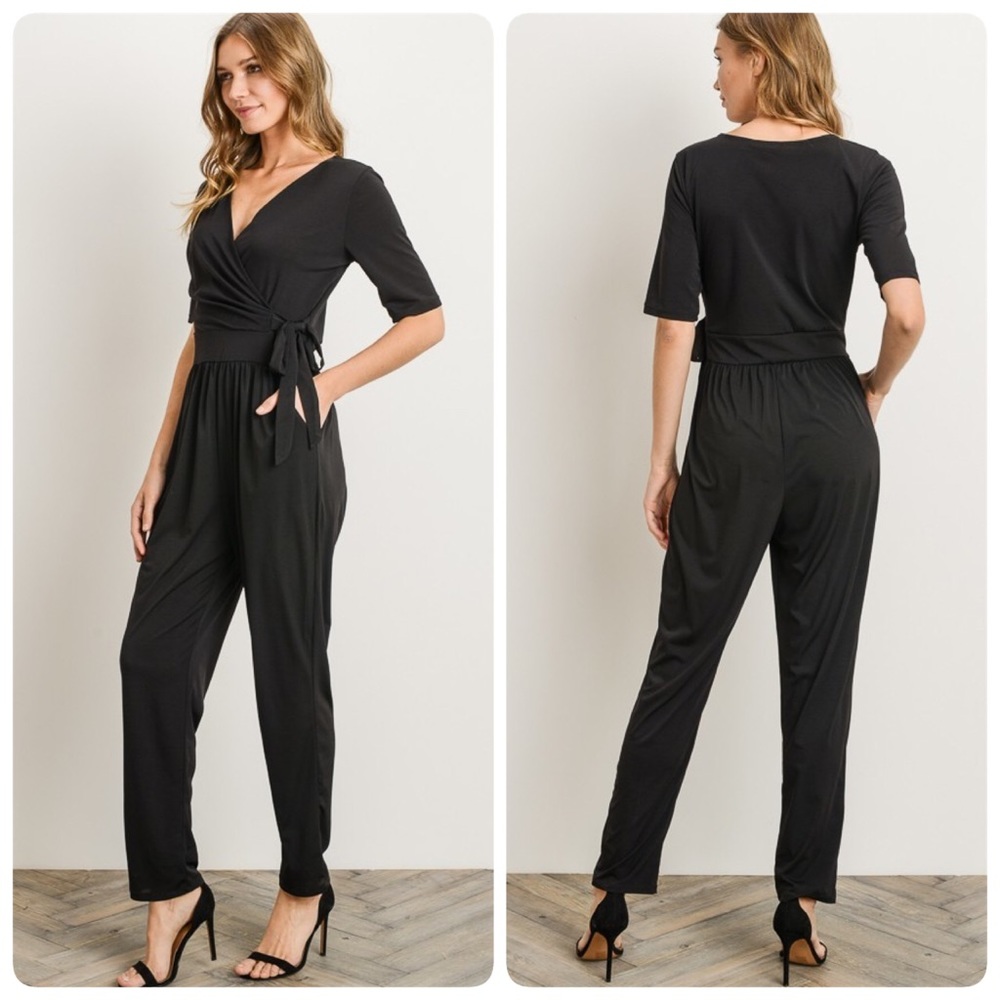 Black Wrap Jumpsuit - Picture 3 of 4